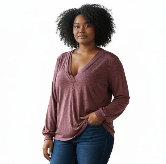 Agnes Urban Mauve Long Sleeve Blouse Size XL NWOT - Picture 1 of 5